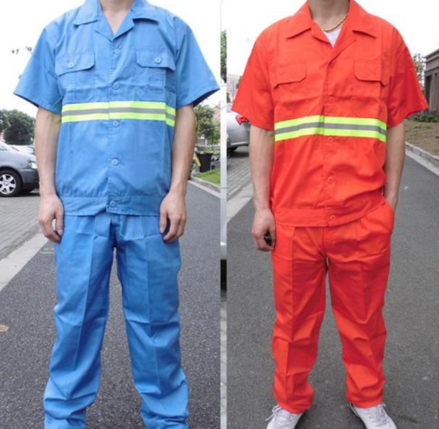 蘇州定做工作服 橘色和藍色環衛工作服展示圖片